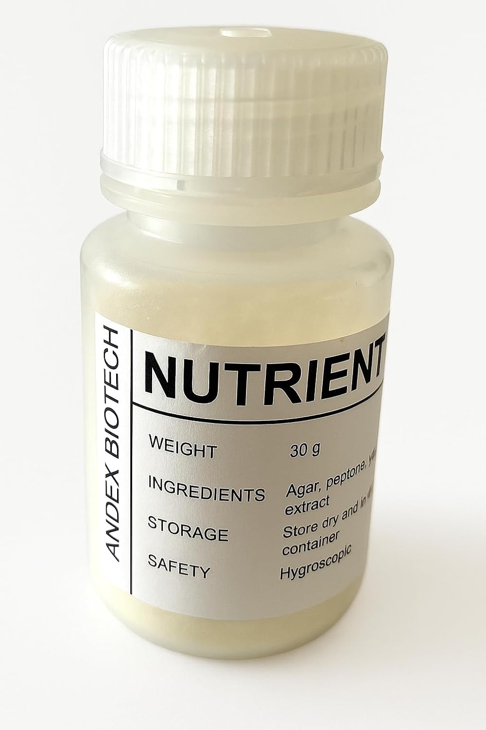 Nutrient Agar Powder to Grow Microorganisms, Bacteriological grade, in a Bottle, 30 g